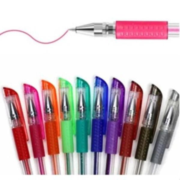 Kit Canetas gel colorida c/ glitter e aroma de frutas Imagem de Kit Canetas gel colorida c/ glitter e aroma de frutas