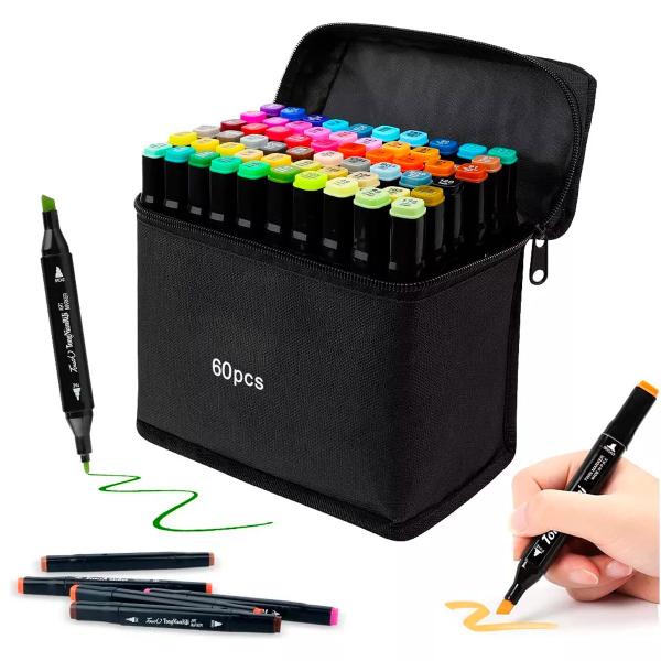 Kit Canetinhas 60 Unidades Pintura Escolar Papelaria Coloridas - CORREIA Imagem de Kit Canetinhas 60 Unidades Pintura Escolar Papelaria Coloridas