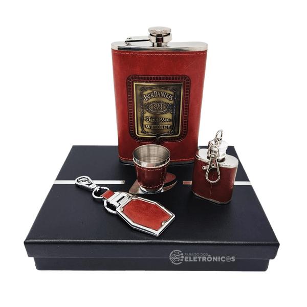Kit Cantil Porta Bebida Bolsa Design Sofisticado E Elegante Chaveiro Copo Shot DY8838 - Dylan Imagem de Kit Cantil Porta Bebida Bolsa Design Sofisticado E Elegante Chaveiro Copo Shot DY8838