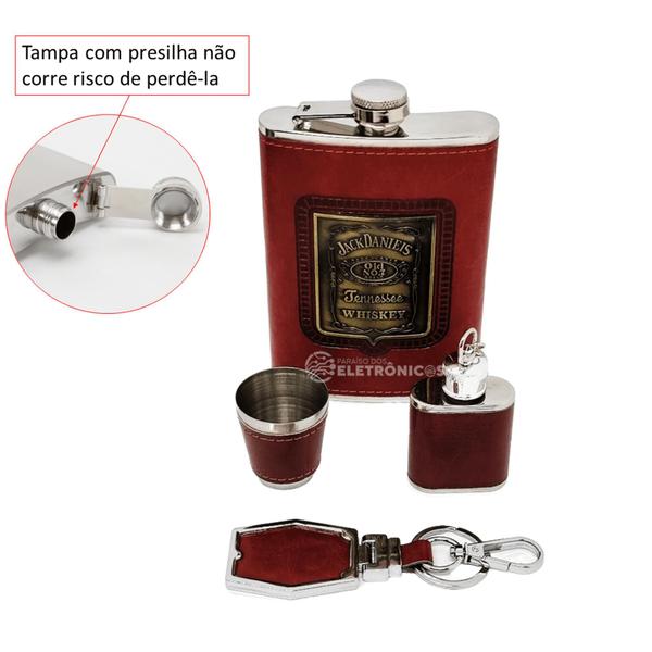 Imagem de Kit Cantil Porta Bebida Bolsa Design Sofisticado E Elegante Chaveiro Copo Shot DY8838