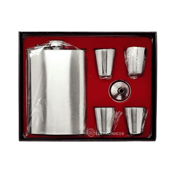 Kit Cantil Porta Bebidas Mini Funil, Com 4 Copo Shot Presente Pai DY8840 - Dylan Imagem de Kit Cantil Porta Bebidas Mini Funil, Com 4 Copo Shot Presente Pai DY8840