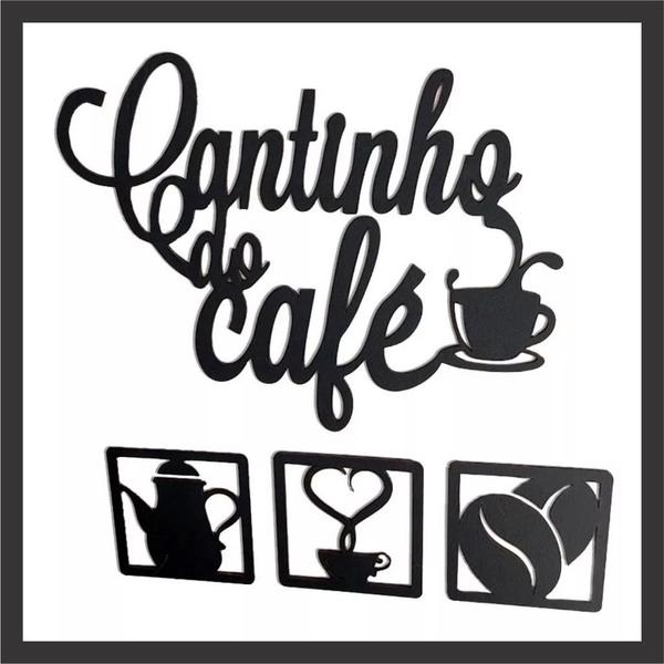 Imagem de Kit Cantinho Do Café 4 Peças 30cm Decoração Cozinha Mdf 3mm