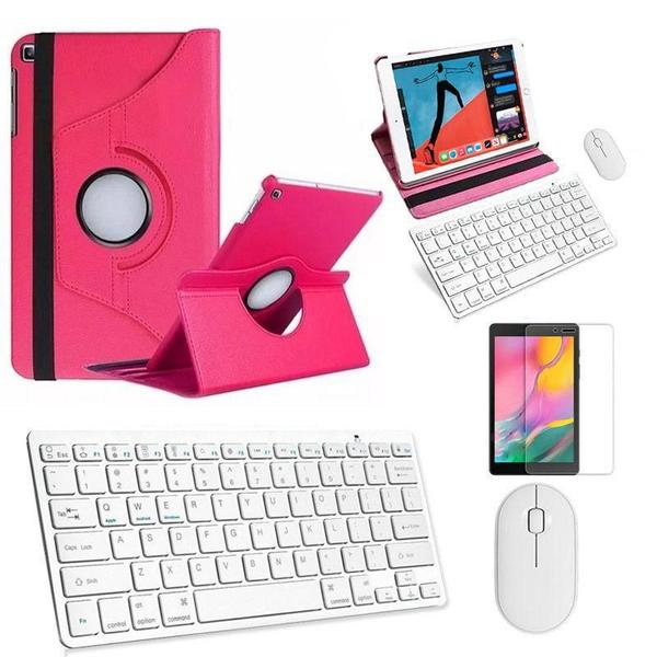 Imagem de Kit Capa 360 Rosa / Teclado E Mouse Branco E Película Galaxy