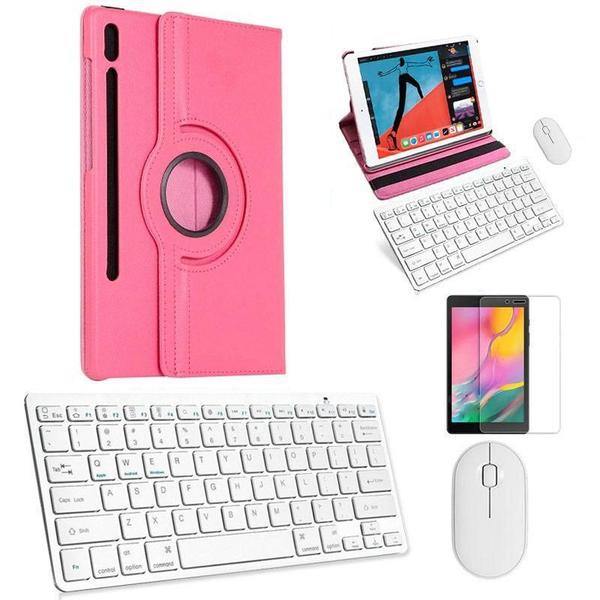 Imagem de Kit Capa 360 Rosa / Teclado E Mouse Branco E Película Galaxy