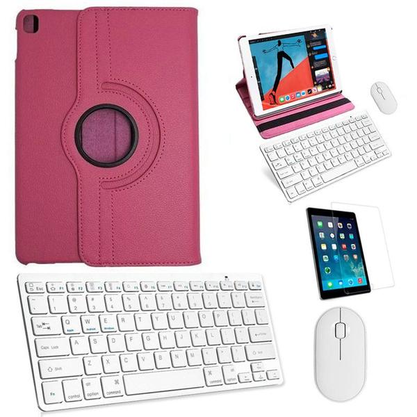 Imagem de Kit Capa 360 Rosa / Teclado e Mouse branco e Película para iPad Air 3 10.5"