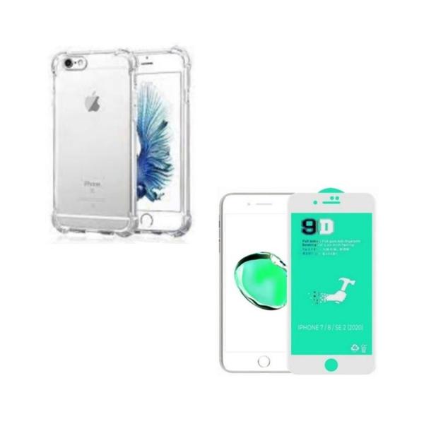 Imagem de Kit Capa Capinha Case Anti Impacto + Película 3D Cerâmica Flexível compatível com Iphone 7 / 8 Branco