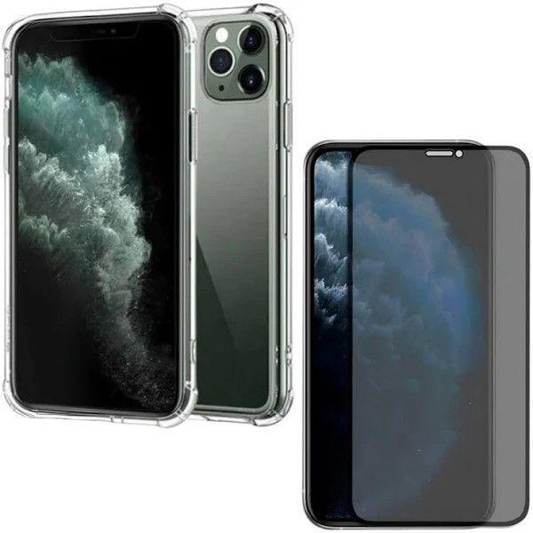 Imagem de Kit Capa Capinha Transparente + Película 3D Privacidade + Fone de Ouvido para Iphone 12 Pro