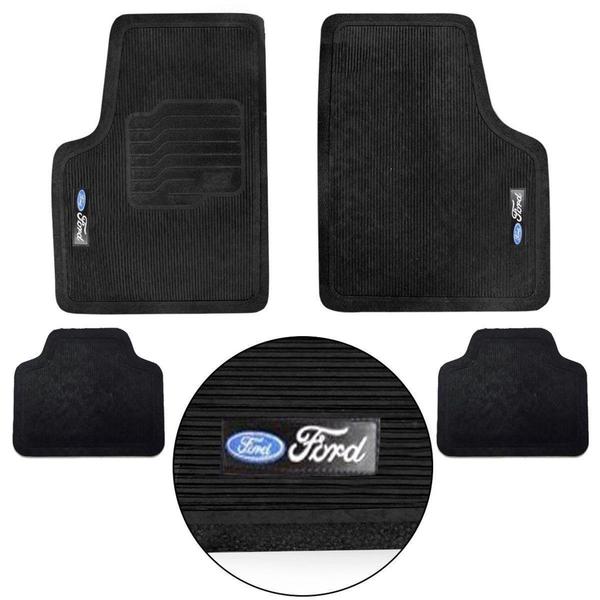 Imagem de Kit Capa De Banco Para Carro Ford Ka Ecosport Fiesta Escort Verona Focus Couro Universal + Tapete