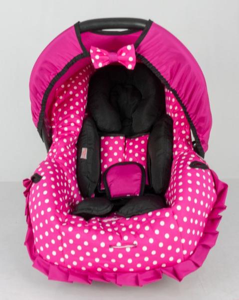 Imagem de Kit capa de bebê conforto e redutor - pink bola branca