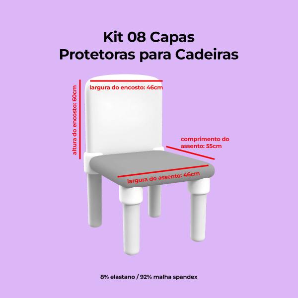 Imagem de  Kit Capa de Cadeira para Sala de Jantar Spandex 6 Lugares Tecido Premium