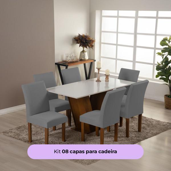 Imagem de  Kit Capa de Cadeira para Sala de Jantar Spandex 6 Lugares Tecido Premium