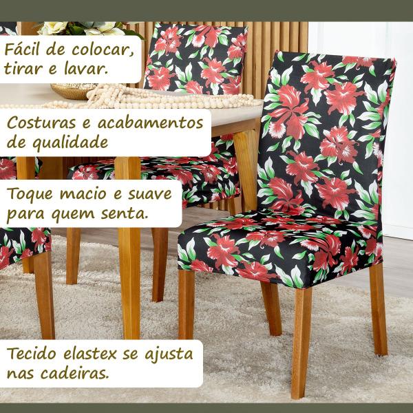 Imagem de Kit Capa De Cadeiras Estampadas 4 Unidades