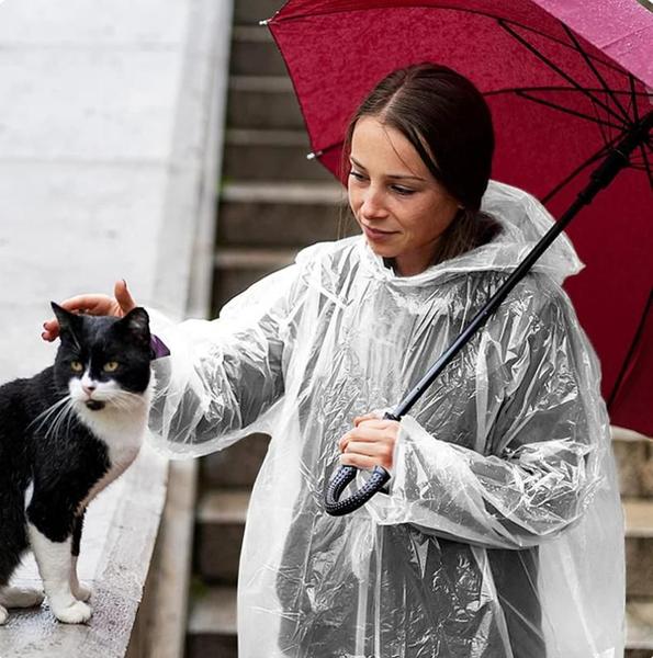 Imagem de Kit Capa De Chuva Descartável Branco Transparente Adulto