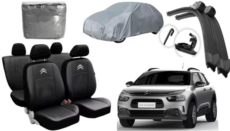 Imagem de Kit Capa de Couro C4 Cactus 2018 a 2025 + Cobertura Premium e Limpador de Parabrisa