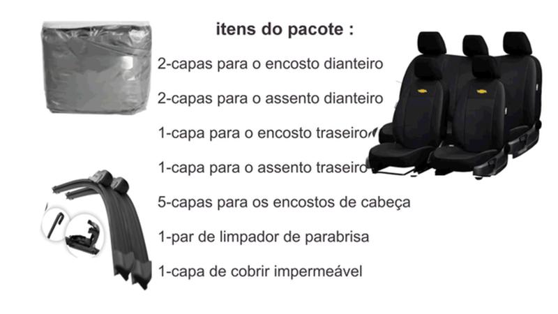 Imagem de Kit Capa de Couro para Cobalt 2016-2020 + Capa de Cobrir e Limpador de Parabrisa Automático