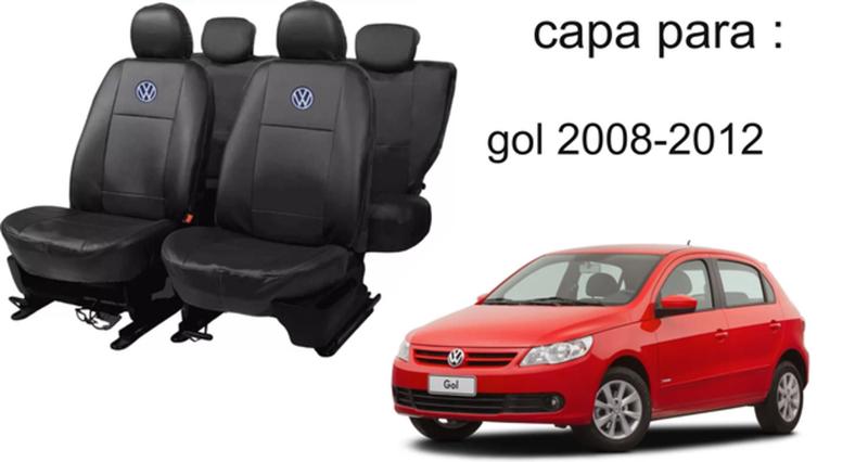 Imagem de Kit Capa de Couro Personalizada Gol G5 + Tapete + Capa de Volante