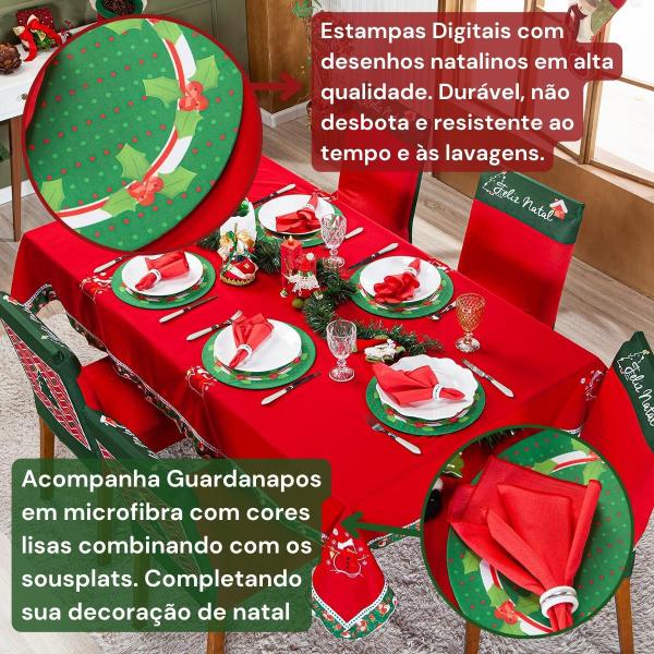 Imagem de Kit Capa de Sousplat Estampado Natalina c/ Guardanapos Mesa Posta Jogo Americano 04 Lugares - Decoração Natal