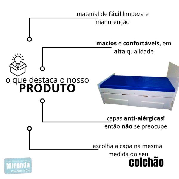 Imagem de Kit Capa Para Colchão Solteiro Hospitalar Impermeável Com Ziper + 02 Capas Travesseiro Impermeável azul