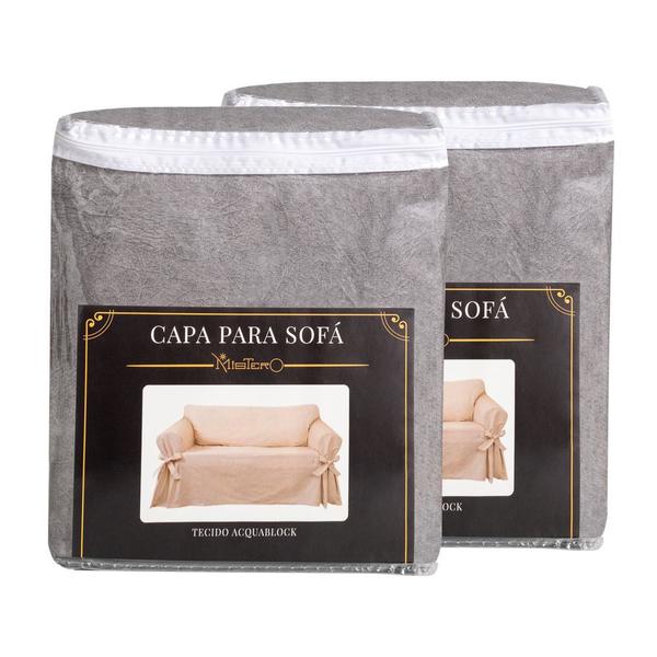 Imagem de Kit Capa Para Sofá De 3 E 4 Lugares Impermeável Acquablock Impermeável Pets Lar Sala