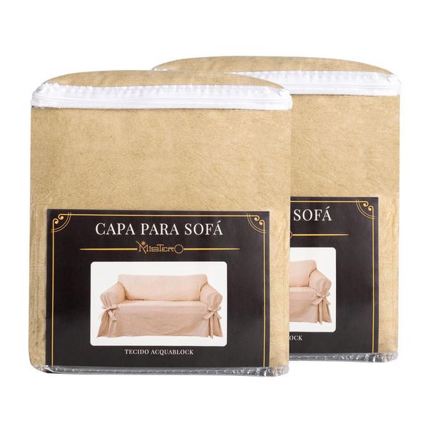 Imagem de Kit Capa Para Sofá De 3 E 4 Lugares Impermeável Acquablock Pets Kids Resistente Cachorro Gato Criança