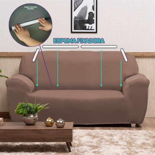 Imagem de Kit Capa para Sofa Decoracao Moderna 3 e 4 Lugares Chocolate