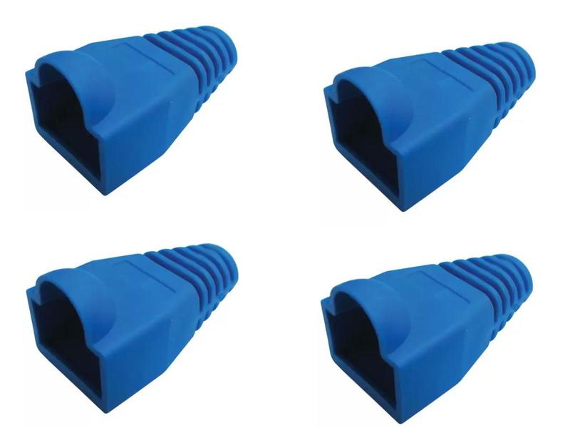 Imagem de Kit Capa Protetora Kit 100 Conector Rj45 Cat5 Azul C/NF