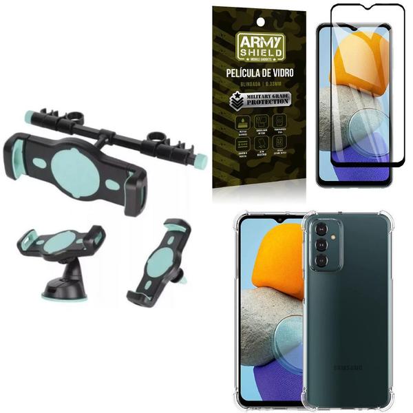 Imagem de Kit Capa Samsung M23 5G + Suporte Veicular 3 em 1 + Película 3D Armyshield