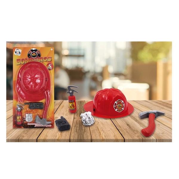 Imagem de Kit Capacete Bombeiro Ferramenta Brinquedo Infantil Presente