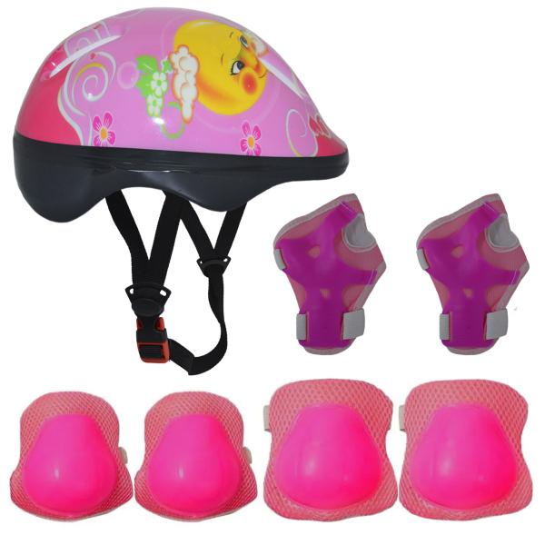 Imagem de Kit Capacete Cotoveleira Joelheira Infantil Bike Skate Rosa