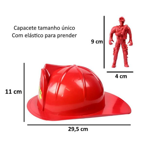 Imagem de Kit Capacete Infantil de Bombeiro com Soldados de Brinquedo