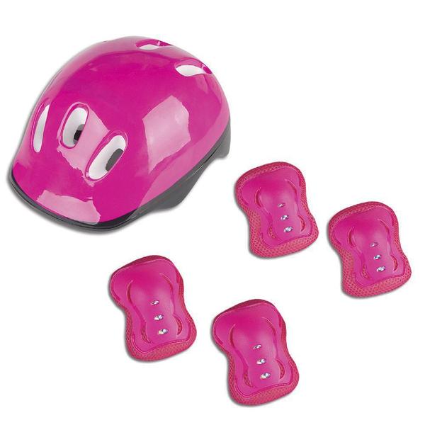 Imagem de Kit Capacete Infantil Joelheiras E Cotoveleiras Rosa Kcp02R