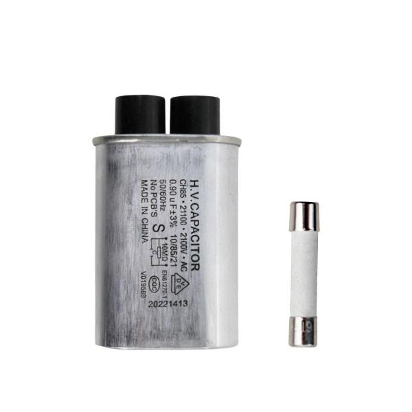 Imagem de Kit Capacitor Alta Tensão Microondas 0,90Uf 2100V 3T+Fusivel