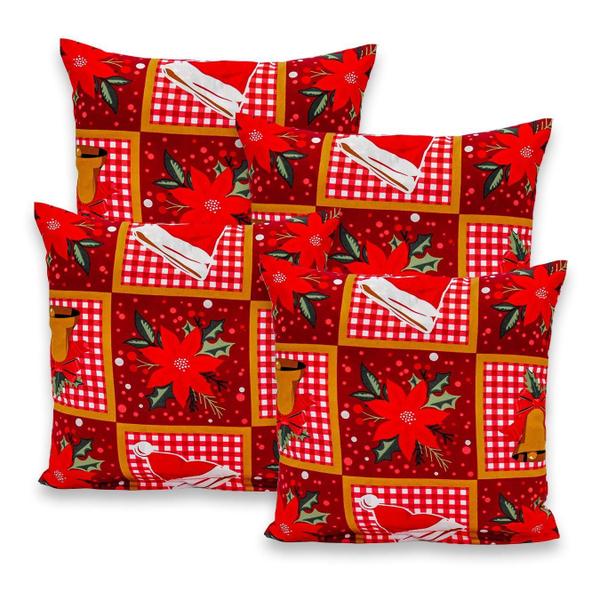 Imagem de Kit Capas Almofadas Natal 40x40cm Lisas e Estampadas