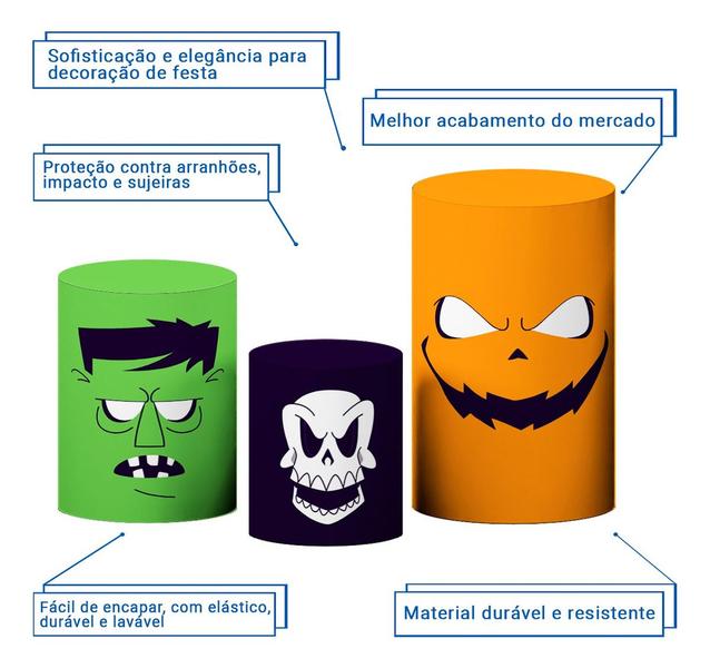 Kit Capas Cilindro P M G Sublimado Halloween Veste Fácil - Decoraset Imagem de Kit Capas Cilindro P M G Sublimado Halloween Veste Fácil