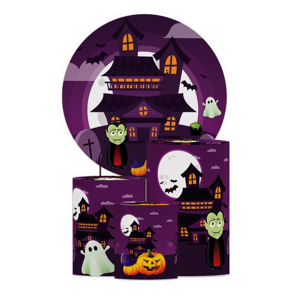 Imagem de Kit Capas Cilindros + Painel Tecido Sublimado Halloween