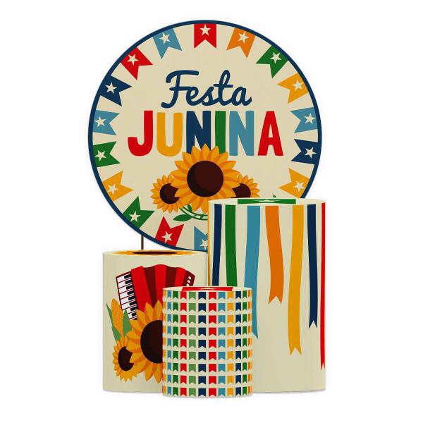 Imagem de Kit Capas Cilindros Sublimado Festa Junina E Painel Redondo