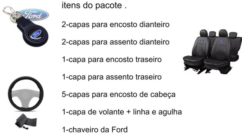 Imagem de Kit Capas Couro Ford Focus 2015-2019 + Volante e Chaveiro - Proteção Duradoura