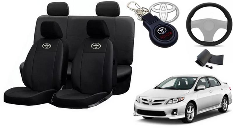 Imagem de Kit Capas de Couro Toyota Corolla 2011 + Capa de Volante + Chaveiro Toyota