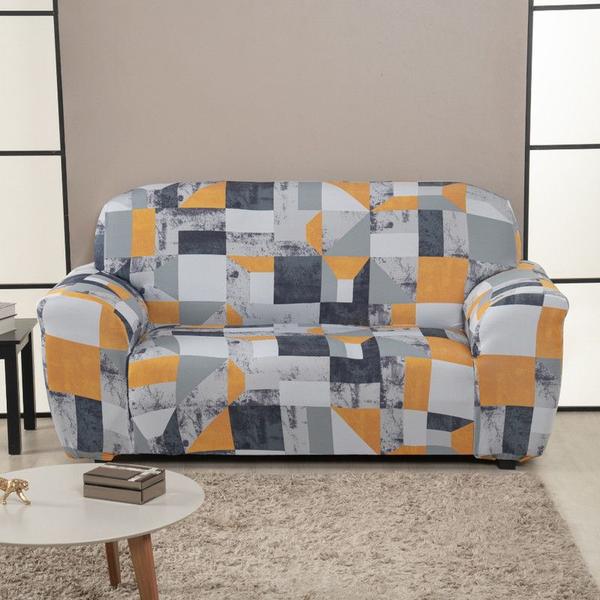 Imagem de Kit Capas de Sofa 1 e 2 Lugares Malha Premium Mármore Cinza