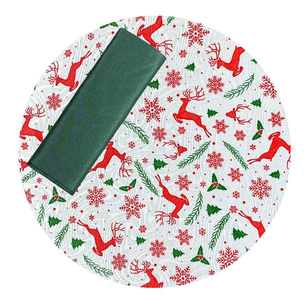 Imagem de Kit Capas de Sousplat e Guardanapos Mesa de Natal Estampada Natalina