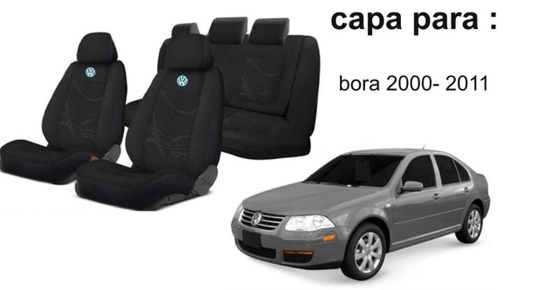 Imagem de Kit Capas Proteção Tecido Sofisticado Bora 2000-2011 + Capa Volante + Chaveiro VW