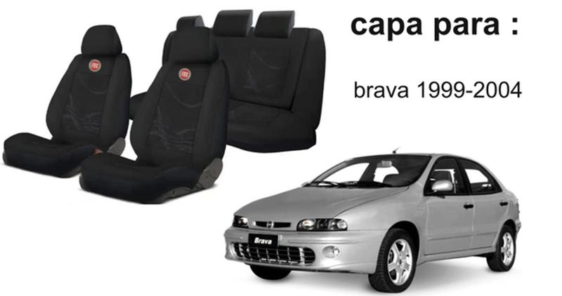 Imagem de Kit Capas Tecido Bancos Fiat Brava 1998-2002 + Capa de Volante e Chaveiro - Elegância no Interior