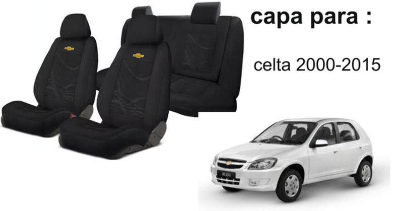 Imagem de Kit Capas Tecido Elegantes para Bancos Celta 2000-2015 + Volante + Chaveiro GM