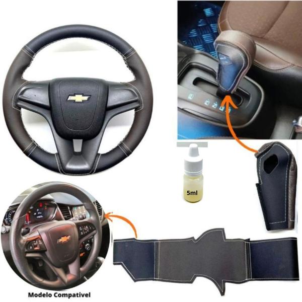 Imagem de Kit Capas Volante de Borracha E Câmbio Automático Chevrolet Tracker Lt 2014 2015 2016 2017 2018 2019