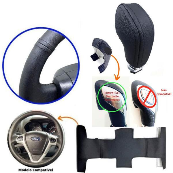 Imagem de Kit Capas Volante E Manopla Câmbio Automático Ford Ecosport Storm 2019 2020 2021