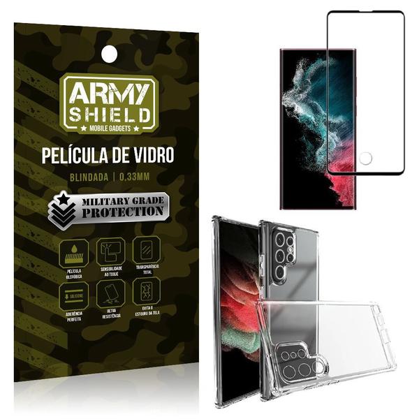 Imagem de Kit Capinha Anti Impacto Samsung S22 Ultra + Película Vidro 3D Armyshield