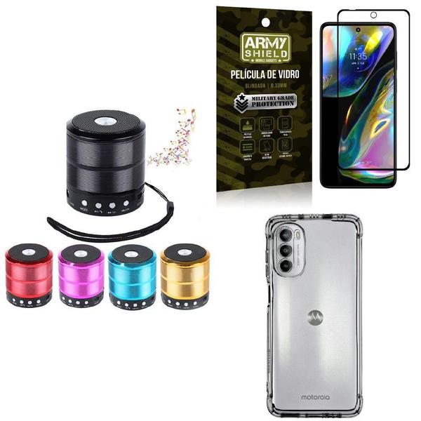 Imagem de Kit Capinha Moto G82 + Mini Som Bluetooth + Película 3D