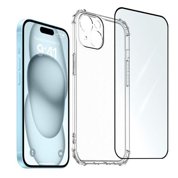 Imagem de Kit Capinha Transparente para iPhone 15 + Película 3D Para Todos os Modelos Plus, Pro e Pro Max