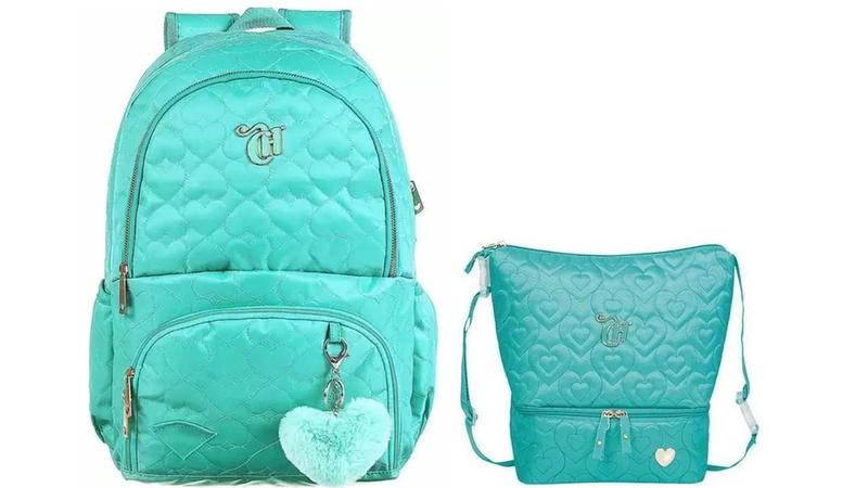 Imagem de Kit Capricho Love Verde-Água Mochila + Lancheira + Estojo