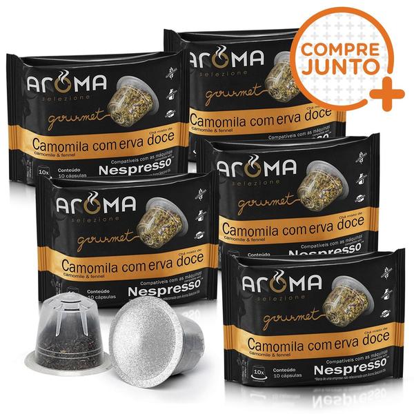 Imagem de Kit Cápsulas de Chá Camomila com Erva- Doce Aroma - Compatíveis com Nespresso - 50 un.